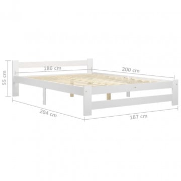 Cadru de pat, alb, 180 x 200 cm, lemn masiv de pin - Img 5