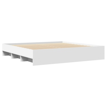 Cadru de pat alb 180x200 cm din lemn prelucrat - Img 4