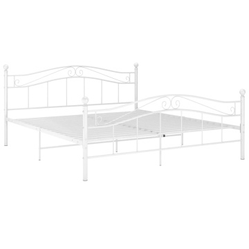Cadru de pat, alb, 180x200 cm, metal - Img 2