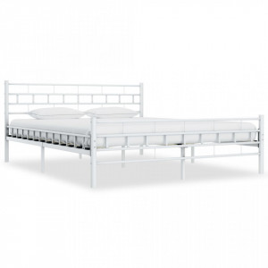 Cadru de pat, alb, 200 x 200 cm, metal - Img 1