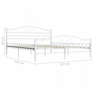 Cadru de pat, alb, 200 x 200 cm, metal - Img 6