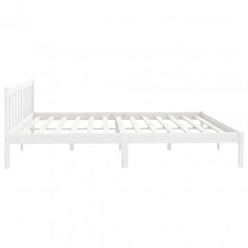 Cadru de pat, alb, 200x200 cm, lemn masiv de pin - Img 8