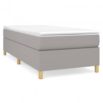 Cadru de pat box spring, gri deschis, 90x190 cm, textil - Img 2