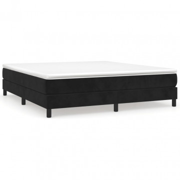Cadru de pat box spring, negru, 160x200 cm, catifea - Img 2
