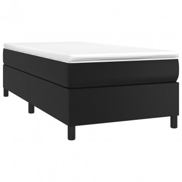 Cadru de pat box spring, negru, 80x200 cm, piele ecologică - Img 3