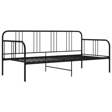 Cadru de pat canapea, negru, 90 x 200 cm, metal - Img 2