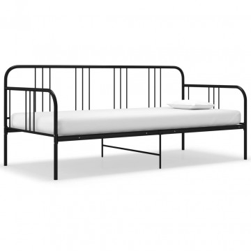 Cadru de pat canapea, negru, 90 x 200 cm, metal - Img 1