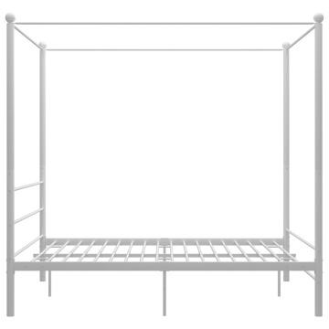 Cadru de pat cu baldachin, alb, 160x200 cm, metal - Img 3