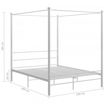 Cadru de pat cu baldachin, alb, 160x200 cm, metal - Img 5