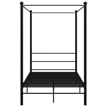Cadru de pat cu baldachin, negru, 140x200 cm, metal - Img 4