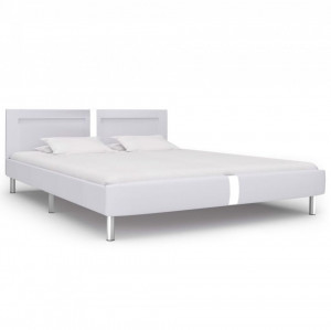 Cadru de pat cu LED, alb, 180 x 200 cm, piele artificială - Img 2