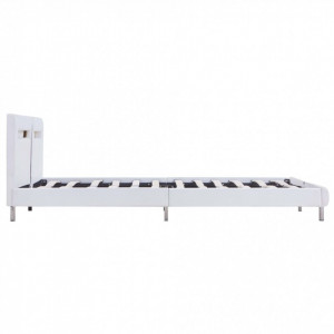Cadru de pat cu LED, alb, 180 x 200 cm, piele artificială - Img 5