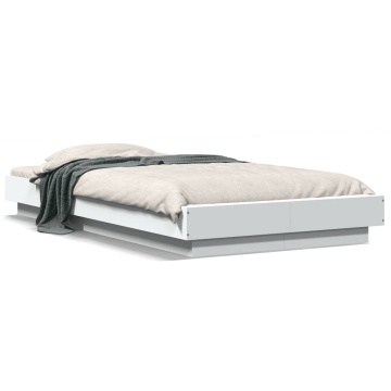Cadru de pat cu LED, alb, 75x190 cm, lemn prelucrat - Img 1