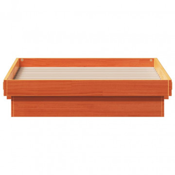 Cadru de pat cu LED, maro ceruit, 100x200 cm, lemn masiv de pin - Img 6