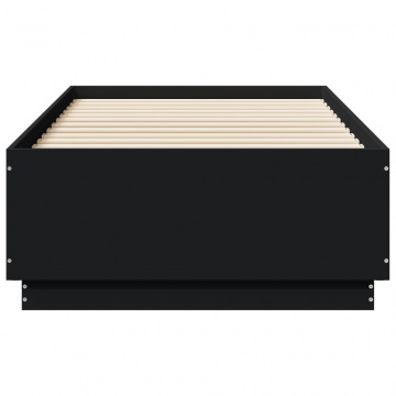 Cadru de pat cu LED, negru, 75x190 cm, lemn prelucrat - Img 5