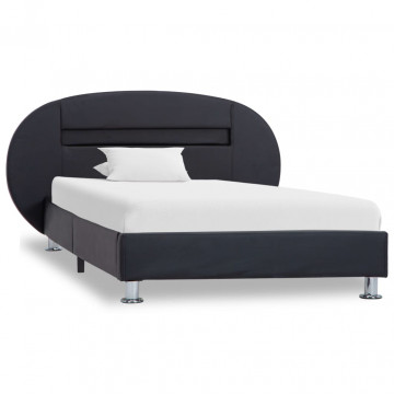 Cadru de pat cu LED, negru, 90 x 200 cm, piele ecologică - Img 2