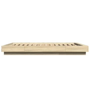 Cadru de pat cu LED stejar sonoma 120x190 cm lemn prelucrat - Img 5