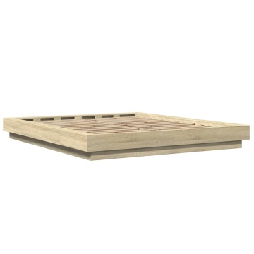 Cadru de pat cu LED stejar sonoma 160x200 cm lemn prelucrat - Img 6