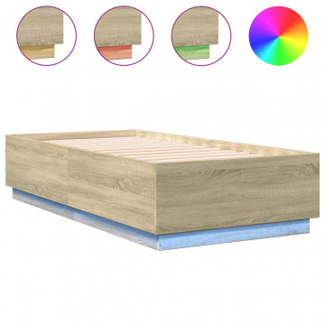 Cadru de pat cu LED, stejar sonoma, 90x190 cm, lemn prelucrat - Img 2