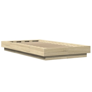 Cadru de pat cu LED, stejar sonoma, 90x200 cm, lemn prelucrat - Img 6