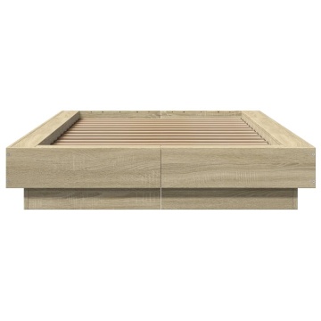 Cadru de pat cu LED, stejar sonoma, 90x200 cm, lemn prelucrat - Img 8