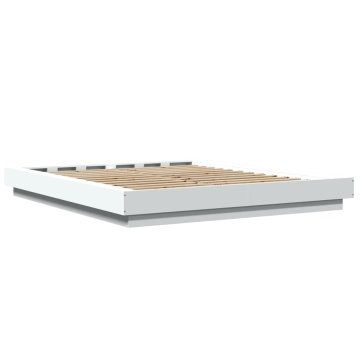 Cadru de pat cu lumini LED, alb, 150x200 cm, lemn prelucrat - Img 6