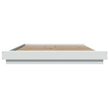 Cadru de pat cu lumini LED, alb, 150x200 cm, lemn prelucrat - Img 8
