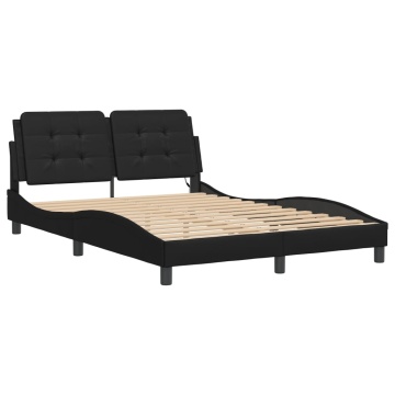 Cadru de pat cu lumini LED, negru, 120x200 cm, piele ecologică - Img 3