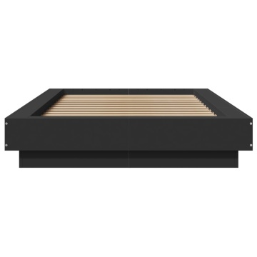 Cadru de pat cu lumini LED, negru, 90x200 cm, lemn prelucrat - Img 8