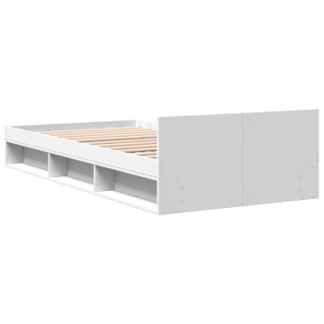 Cadru de pat cu sertar, alb, 75x190 cm, lemn prelucrat - Img 5