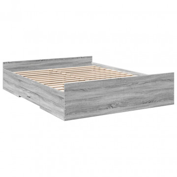 Cadru de pat cu sertare, gri sonoma, 160x200 cm lemn prelucrat - Img 2