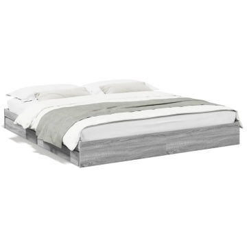 Cadru de pat cu sertare gri sonoma 180x200 cm lemn prelucrat - Img 1