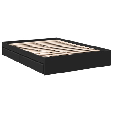 Cadru de pat cu sertare, negru, 120x200 cm, lemn prelucrat - Img 2