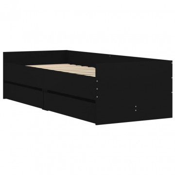 Cadru de pat cu sertare, negru, 75x190 cm mic, single - Img 4