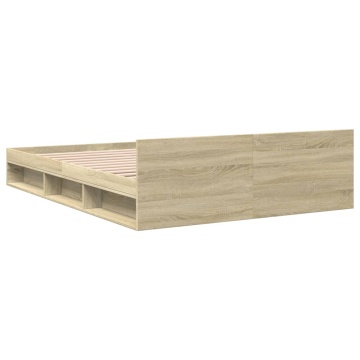 Cadru de pat cu sertare stejar sonoma 120x200 cm lemn prelucrat - Img 5
