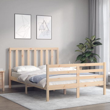 Cadru de pat cu tăblie, 120x200 cm, lemn masiv - Img 3