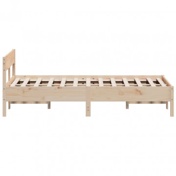 Cadru de pat cu tăblie, 150x200 cm lemn masiv pin - Img 8