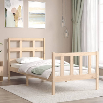 Cadru de pat cu tăblie 3FT, single, lemn masiv - Img 3