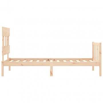 Cadru de pat cu tăblie 3FT, single, lemn masiv - Img 6