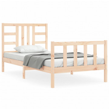 Cadru de pat cu tăblie, 90x190 cm, lemn masiv - Img 2
