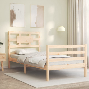Cadru de pat cu tăblie, 90x200 cm, lemn masiv - Img 3