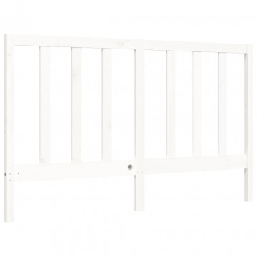 Cadru de pat cu tăblie, alb, 160x200 cm, lemn masiv - Img 7