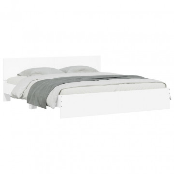 Cadru de pat cu tăblie, alb, 200x200 cm - Img 3