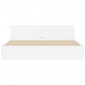 Cadru de pat cu tăblie, alb, 200x200 cm - Img 8
