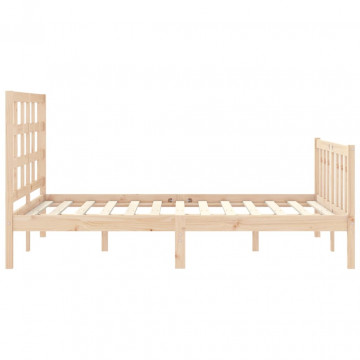 Cadru de pat cu tăblie, dublu, lemn masiv - Img 6