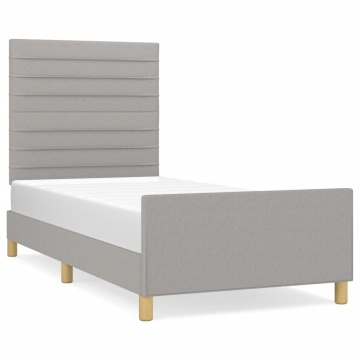 Cadru de pat cu tăblie, gri deschis, 100x200 cm, textil - Img 2