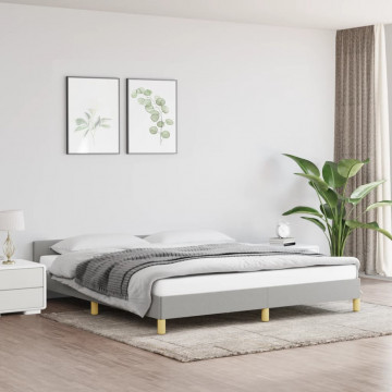 Cadru de pat cu tăblie, gri deschis, 160x200 cm, textil - Img 1