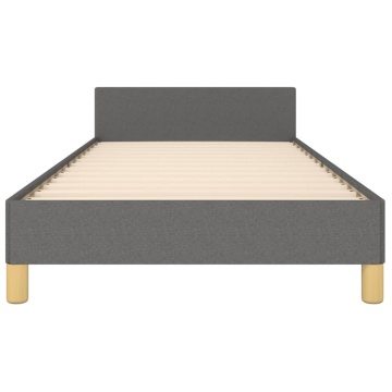 Cadru de pat cu tăblie, gri închis, 90x190 cm, textil - Img 5