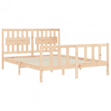 Cadru de pat cu tăblie, lemn masiv, king size - Img 8