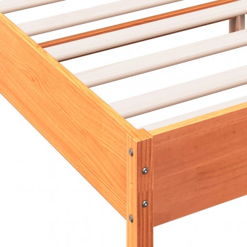Cadru de pat cu tăblie, maro ceruit, 135x190 cm, lemn masiv pin - Img 6